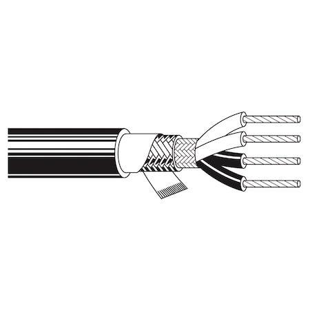 Belden Multi-Conductor Cable, TNC, 16 AWG, 4 C, Black, CPE, Stranded, 600V AC, Indoor, 250 ft 8407 010250